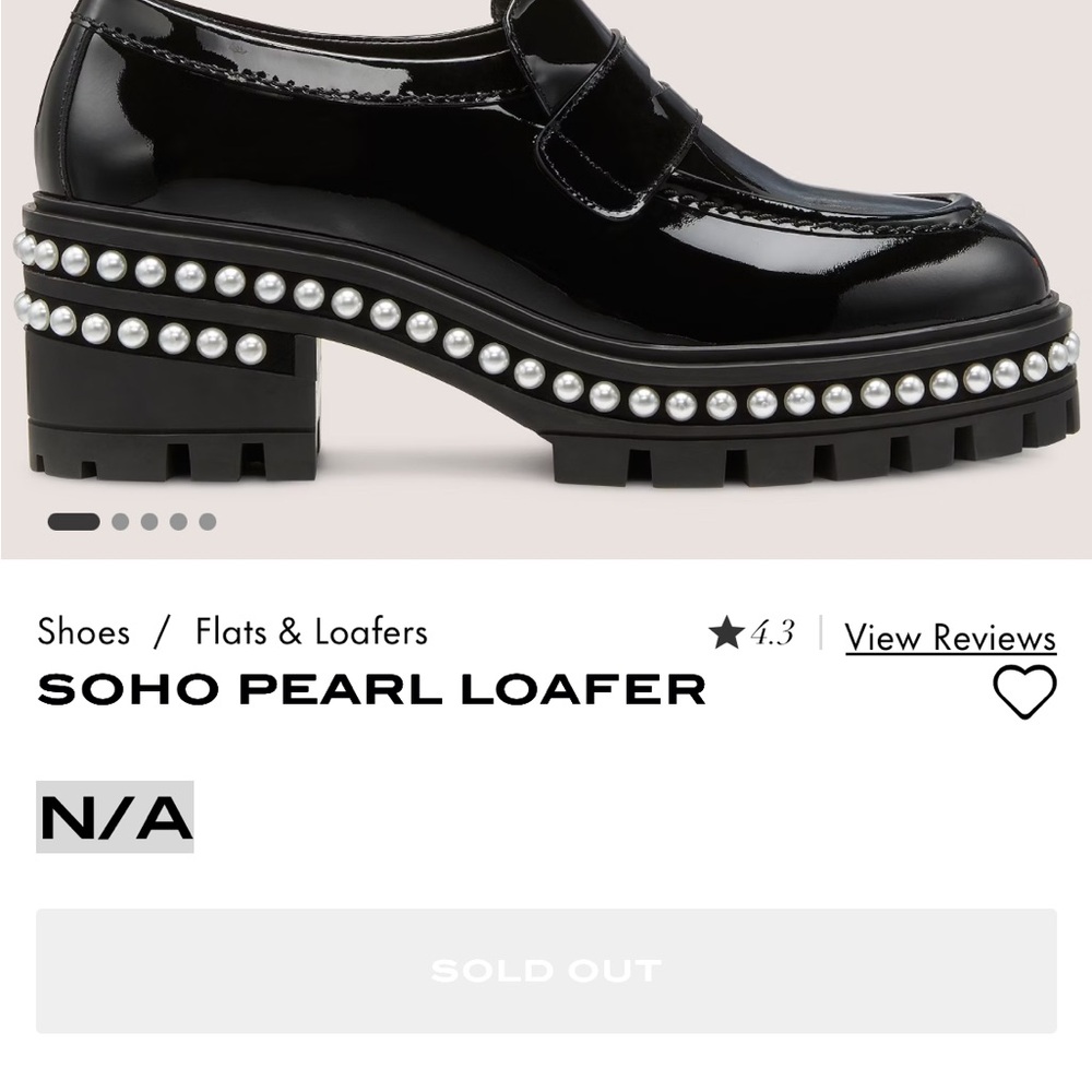 Stuart Weitzman SOHO PEARL LOAFER Black Pearl-Embellished Size 6 NWT